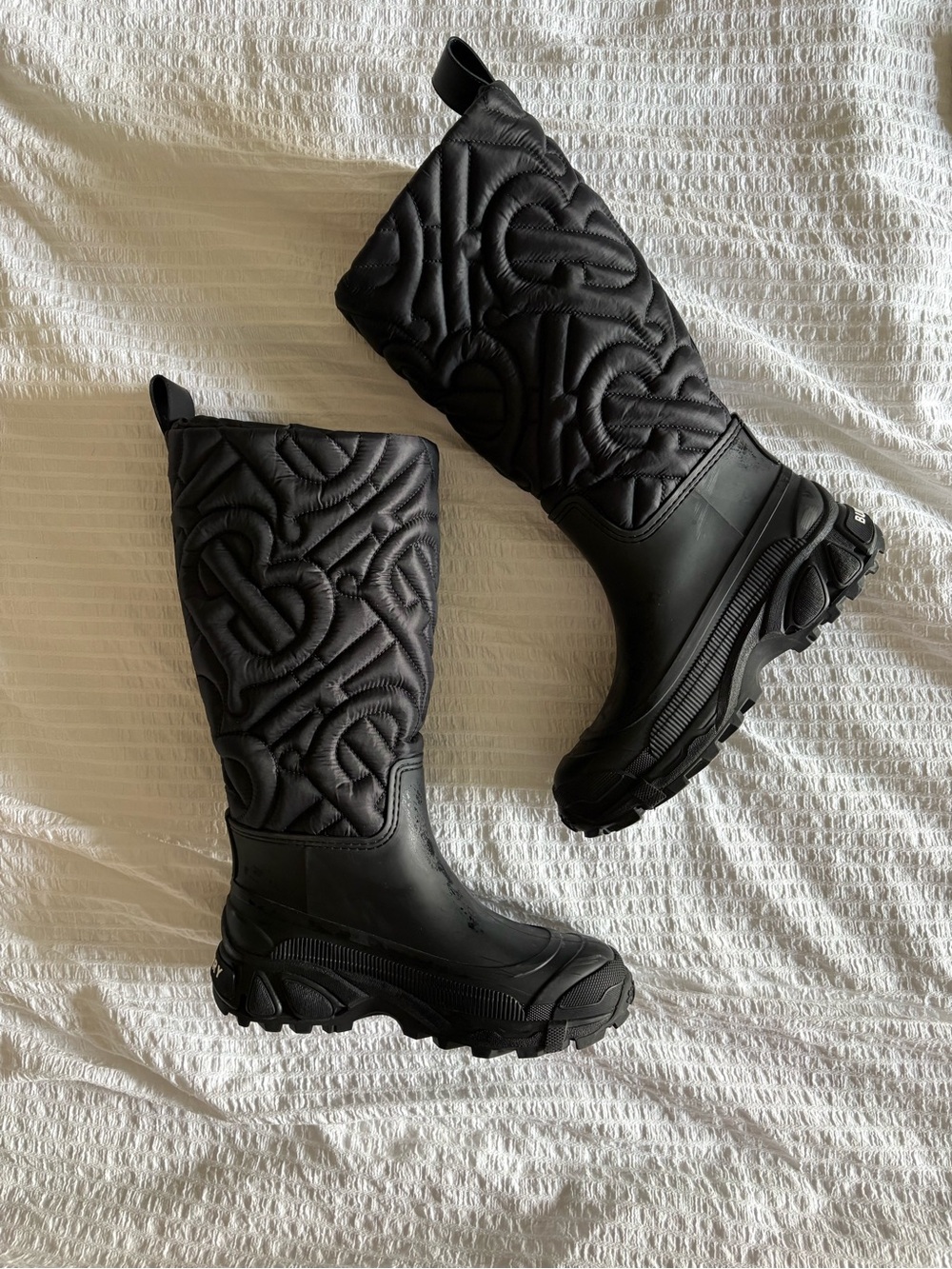 Authentic Burberry Black Quilted Rain Boots